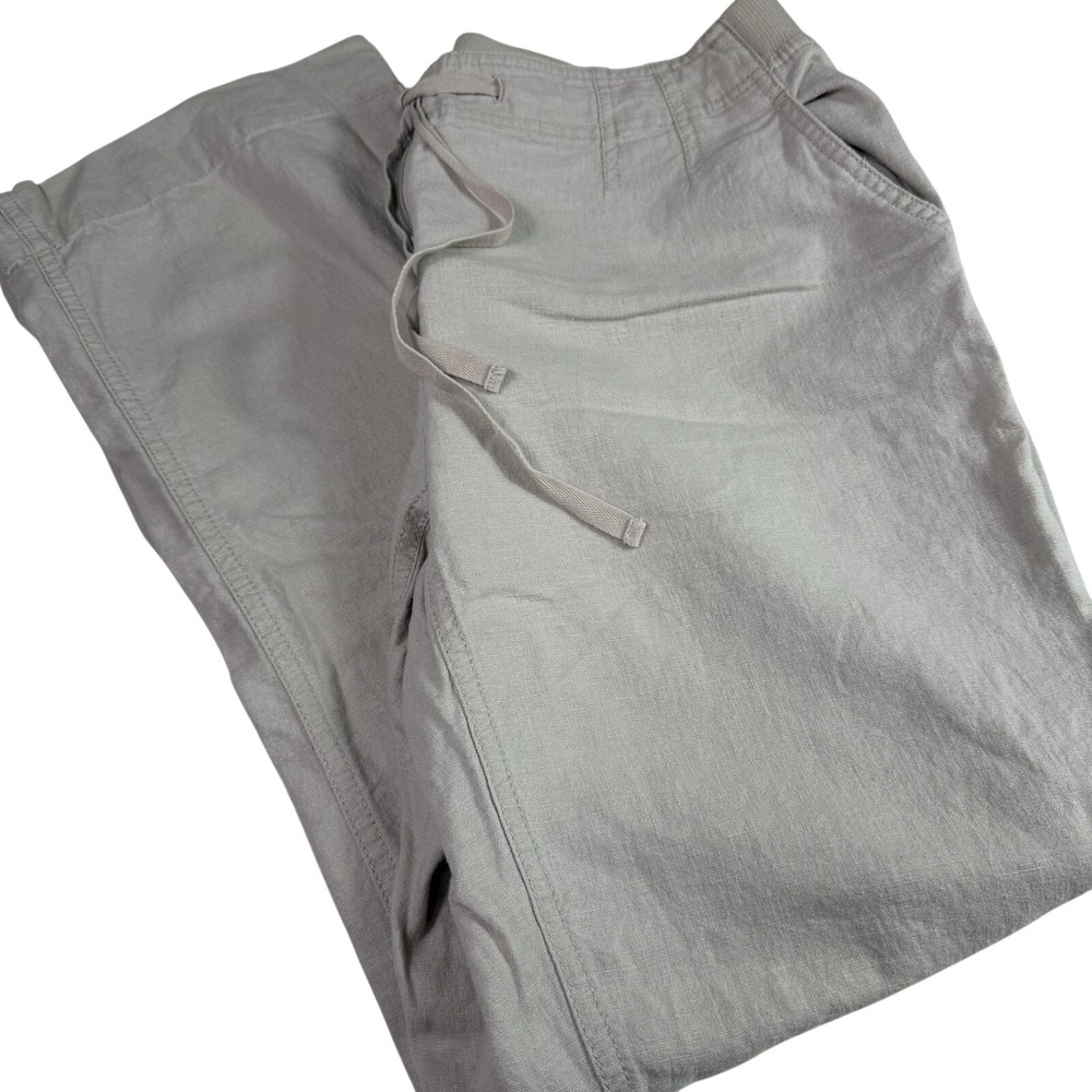 J. Jill Ivory Linen Blend Pants‎ 10 P Zipper Trousers Resortwear Coastal Flowy